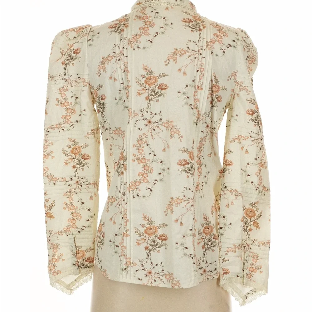 LoveShackFancy Cream Shoulder Puff Floral Blouse - Picture 2 of 6